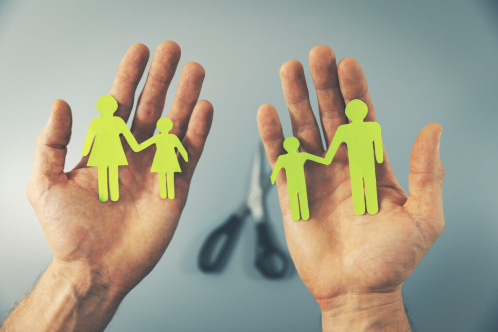 family split after divorce concept