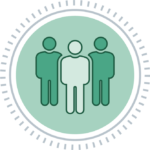 Beneficary Icon - Green with two dark green people figures and one light green person figure