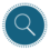 Circular dark blue icon with magnifying glass in the center of it